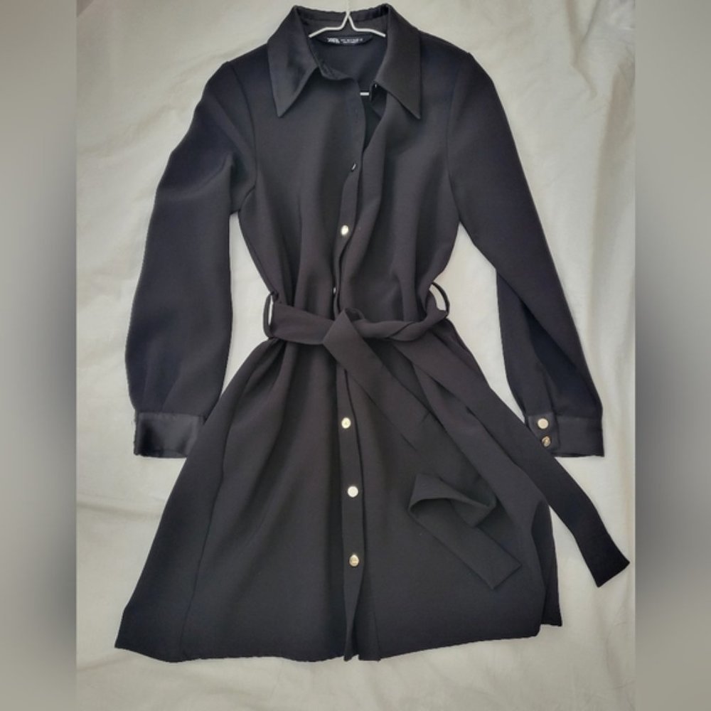 Zara Black Tie Waist Dress